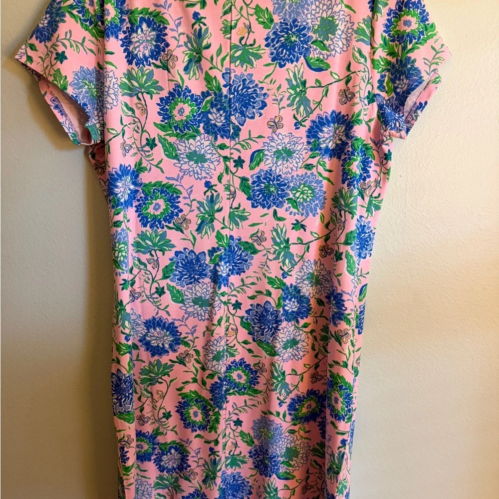 Lilly Pulitzer Pink and Blue Floral Midi Dress - Picture 2 of 2